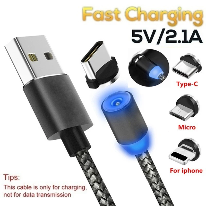 

Magnet LED Wire Cord Charger Cable For iPhone 6S 7 8 Plus X XR XS Max Micro USB Type C For Galaxy S8 S9 Fast Charge