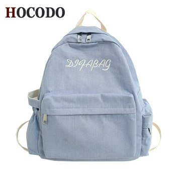 

HOCODO Solid Color Women Backpack Large Capacity Cotton Student Casual Wild School Bags For Teenage Girls Travel Bag Mochila2020