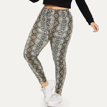 

Aygaiyigu Plus Size Women Leggings Ladies Snake Printing Leggings Large Big Size High Waist Clothing Fitting Slim Elastic Pants