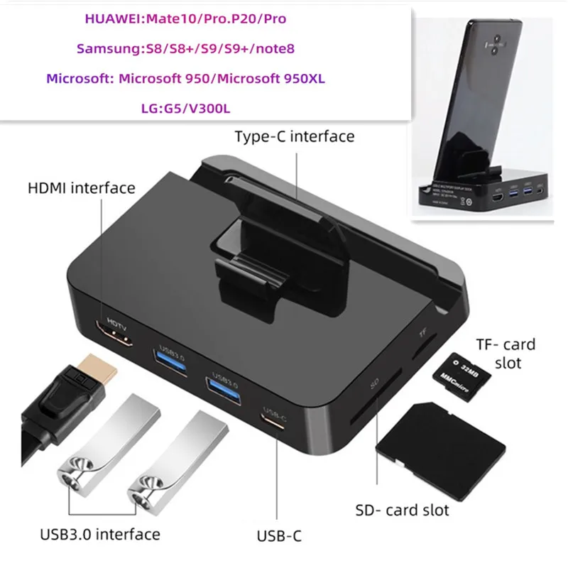FDBRO USB C к HDMI док станции адаптер питания для Huawei P20 Pro концентратор Type станция Samsung S8