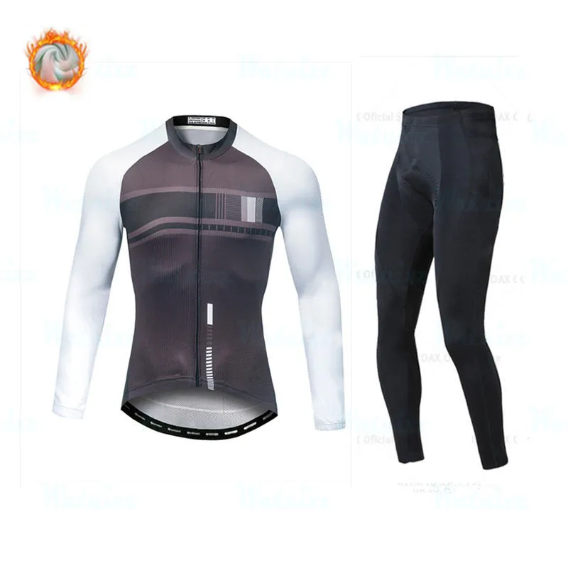 cycling jersey set 4 Зимняя одежда для велоспорта, толстовка с длинным рукавом, очень геотермальный жилет, зимняя велосипедная форма - Цвет: cycling jersey set 4