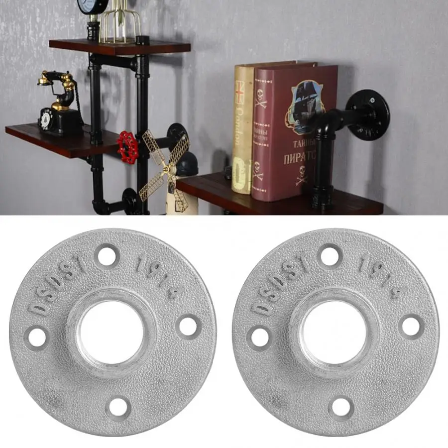 

10PCS DN20 3/4in 4-Holes Floor Flange Aluminum Alloy Threaded Shelf Fixing Flange Base Pipe Fittings Hardware Tool