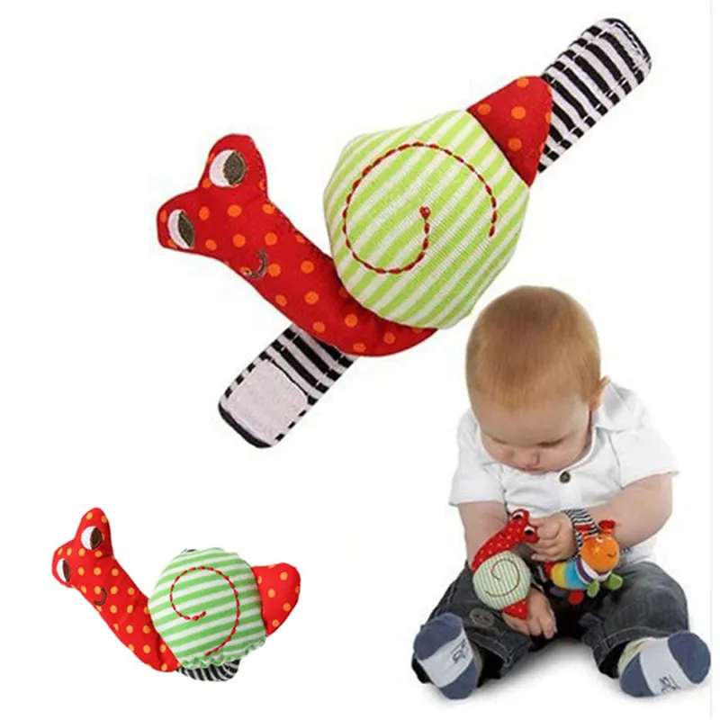 Cute Newborn Baby Rattle Toy Cartoon Snail Cotton Wrist Strap Soft Infant Plush Hand Bells Kids Intelligence Development Toys | Игрушки и