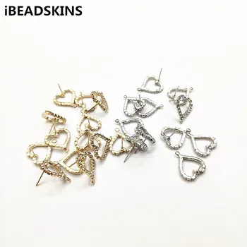

New arrival! 19x17mm 100pcs Heart Shape rhinestone claw chain earrings stud for earrings/earrings accessories/Earring parts DIY