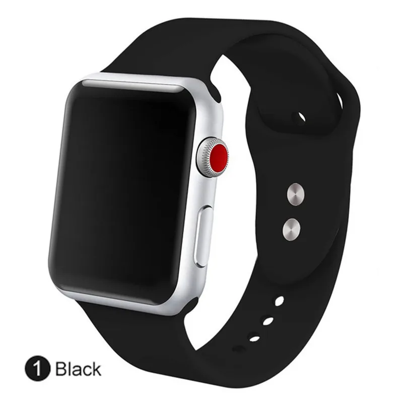 black Мягкий силиконовый ремешок для apple watch 4 5 44 мм 40 мм браслет для iwatch серии 3 2 1 42 мм 38 мм спортивное издание - Цвет ремешка: black