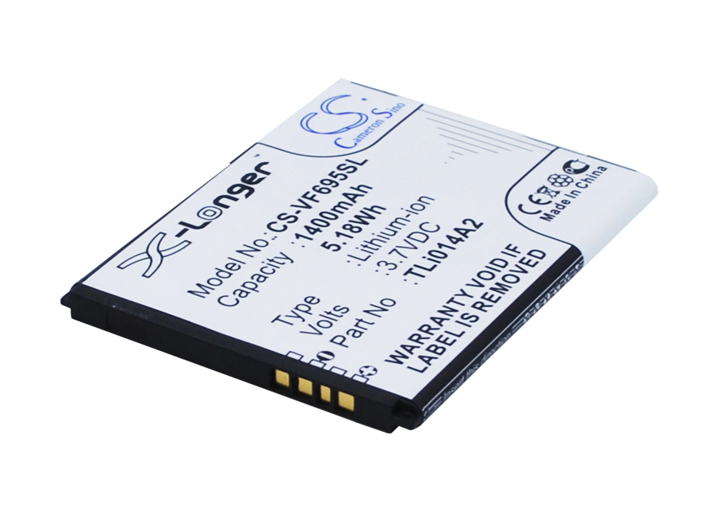Обновленная батарея Cameron Sino для Vodafone TLi014A2 785 tipo, Smart 4 Mini, Smart First 6, Smart Mini, V695 1400 мАч/5.18Wh