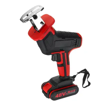 

AC110V-240V 48V Cordless Reciprocating Saw + 4 Saw Blade Metal Cutting Wood Tool Portable Woodworking Cutters With 1/2 Battery