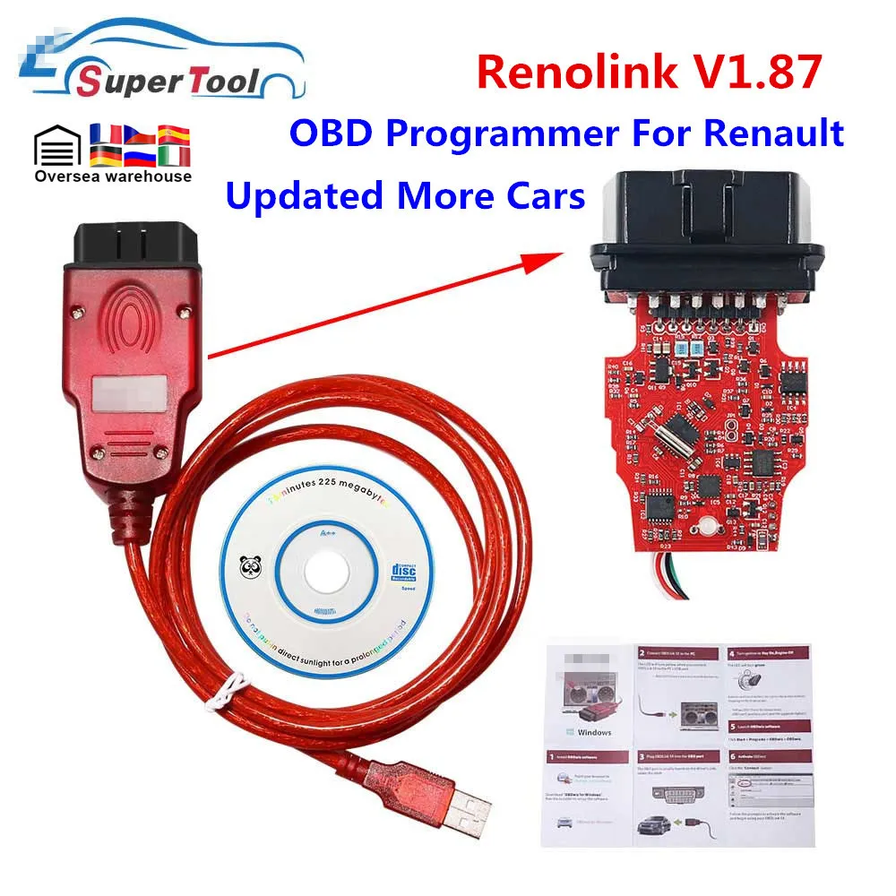 Новинка Reno link V1.94 для Renault ECU Программатор RenoLink V1.87/V1.52 диагностический кабель USB