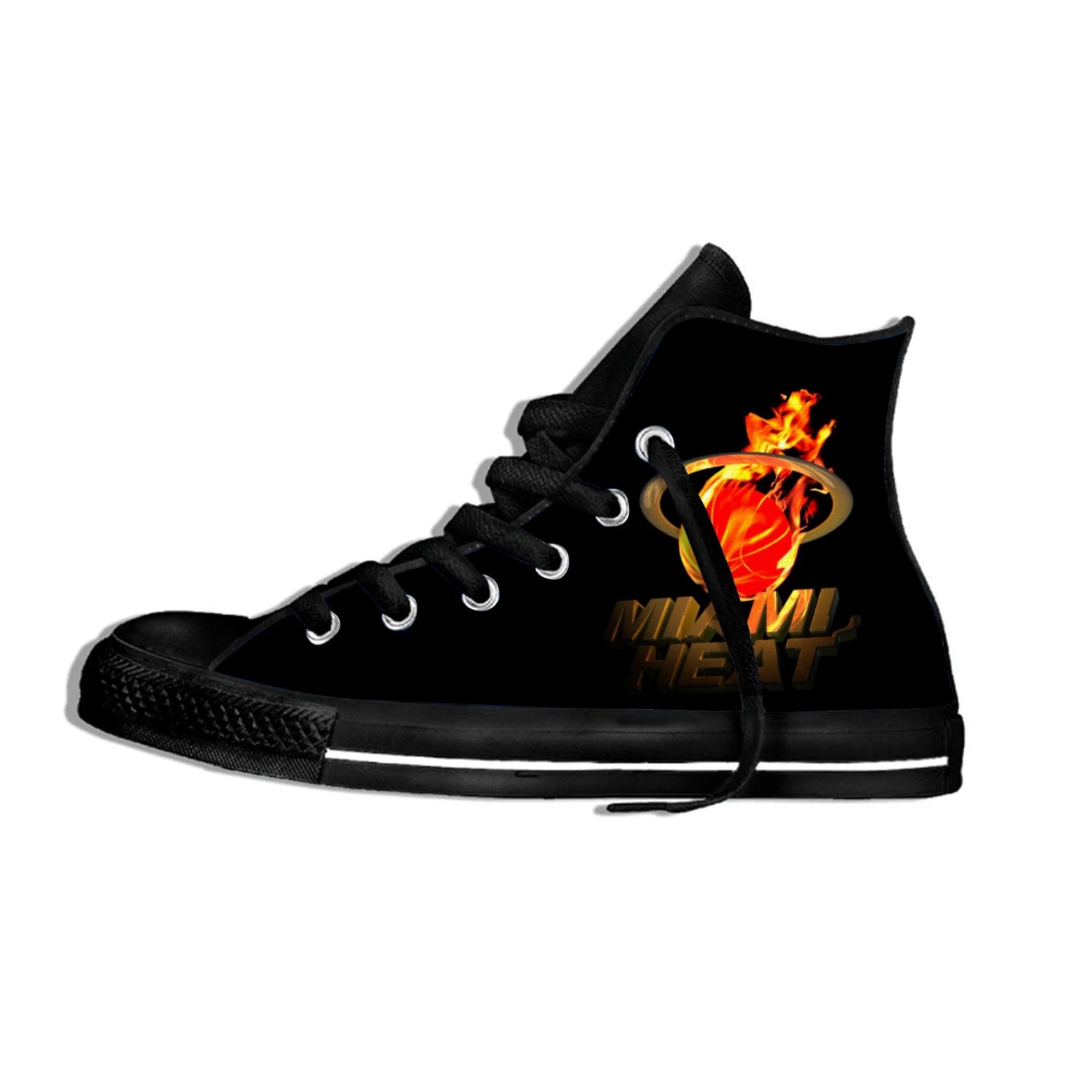 

Men/Women Breathable Sneakers Heat Lightweight High Top Shoes Miami Basketball Fans Casual Shoes Flat Canvs