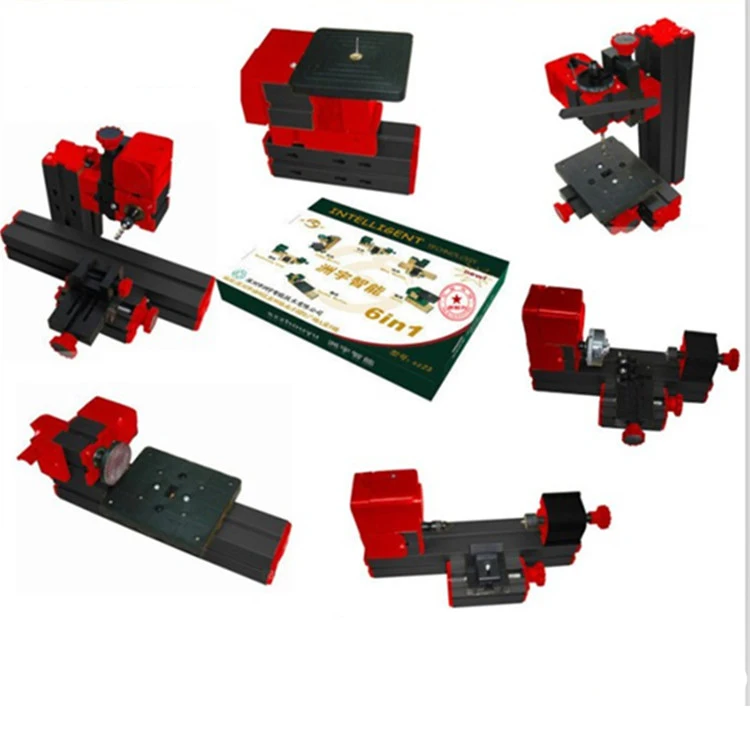 US $178.50 Mini modular small machine tool six in one multifunctional drilling machine woodworking domestic lathe sawing milling grinder