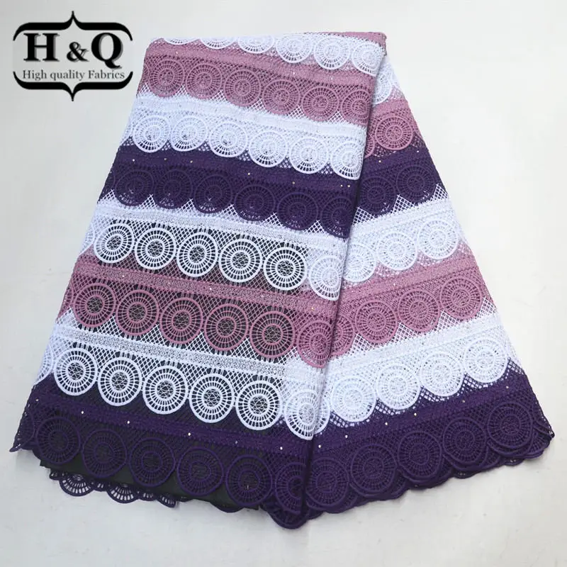 

High Quality African Cord Lace Fabric Embroidered Nigerian Guipure Lace With Stones Water Soluble Lace 5Yards/pcs For Decoration