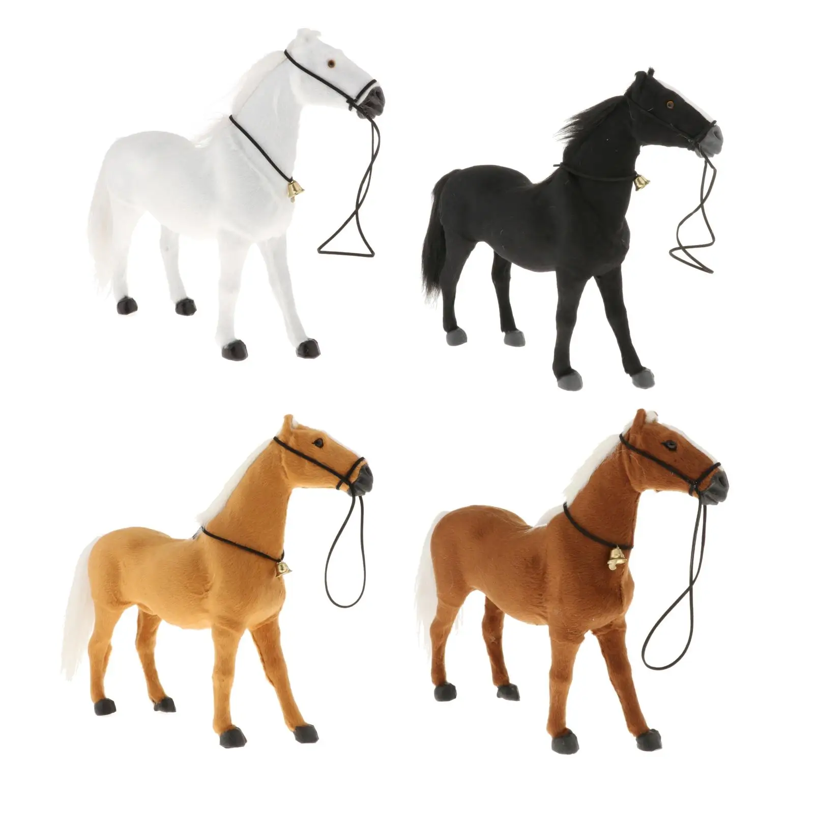 Simulation Faux Fur Horse Model Figures Animal Figurine Toy Handicraft Statue Collections Home Desk Decor 5pcs set military trucks car toy mini diecast military transport vehicle truck model figure toys for children collections