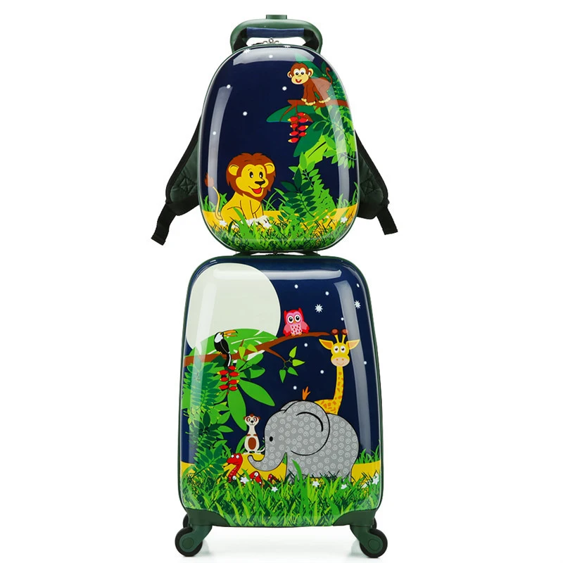 GraspDream Brand Children Rolling Luggage Set Backpack Kid Suitcase Wheels Cute Cartoon Trolley Case Carry on Student Travel Bag