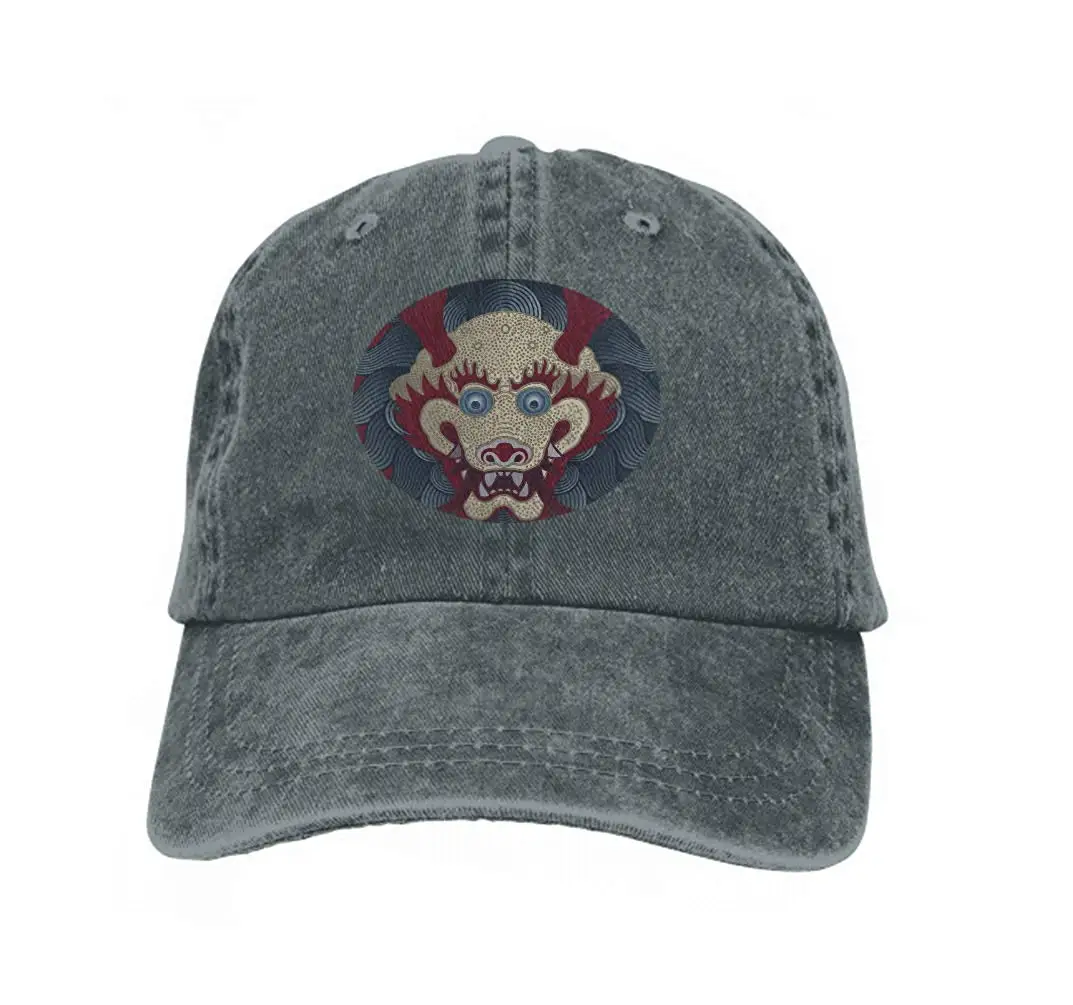 Мытые окрашенные шляпы бейсболки Регулируемые китайские карты дракона акварельные Углеродные