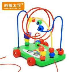 Weiwei деревянная игрушка для игр, деревянная проволока для крепления, мультяшный трейлер, игрушка для нанизывания бусин, лабиринт, Детская