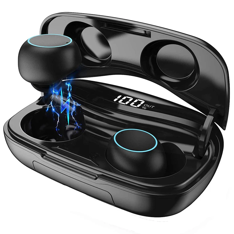 Bluetooth беспроводные Micro TWS наушники водонепроницаемые IPX7 2500 мАч зарядная коробка шумоподавление Гарнитура стерео спортивные наушники - Цвет: Черный