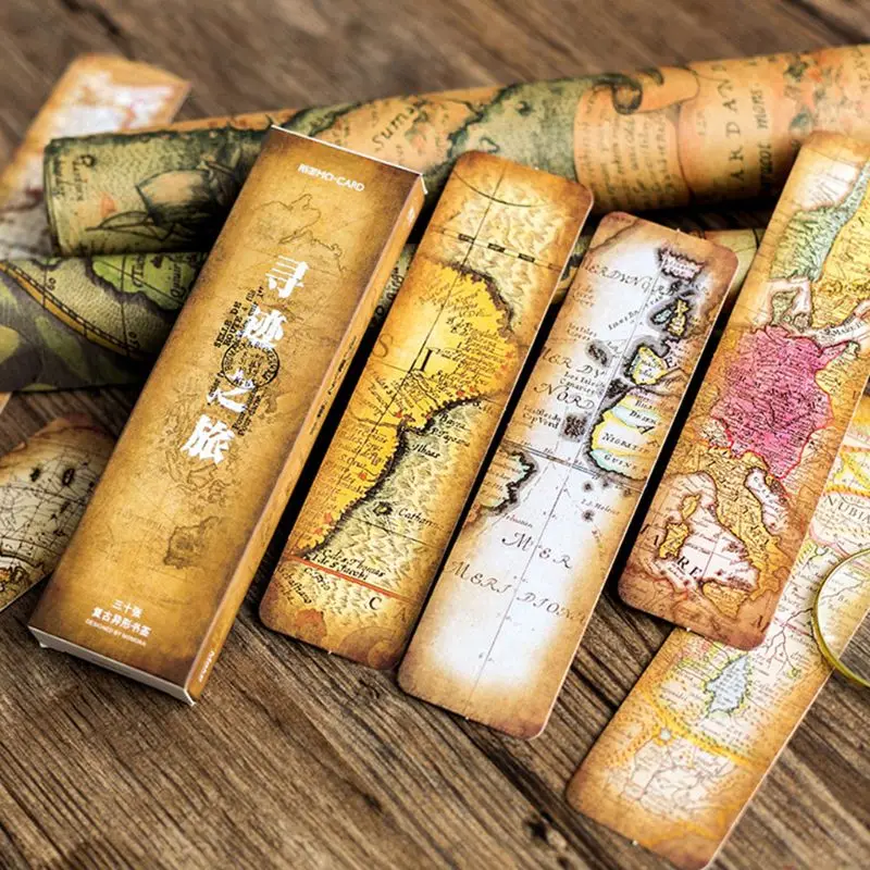 

30pcs Map Bookmarks Paper Page Notes Label Message Card Book Marker School Supplies Stationery