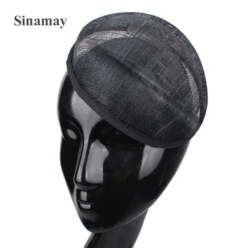 

6.7"/17cm beige sinamay fascinator base black linen hair accessories red handmade grils DIY hair accessories 12pieces/lot MH022