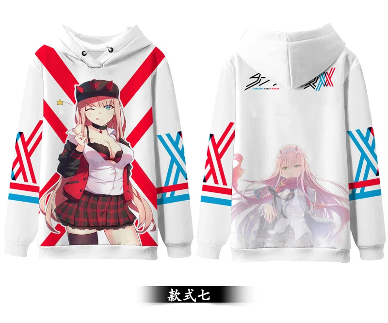 Winter 7 Аниме Толстовка Darling in the franxx 02 ZERO TWO HIRO ICHIGO Косплей Толстовка с капюшоном полноцветный пуловер с принтом Подростковая ПАРА ПАЛЬТО - Цвет: Winter 7
