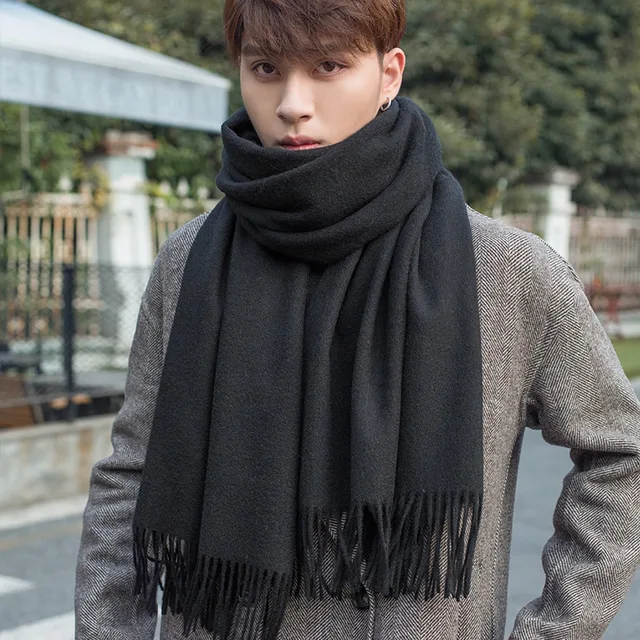 Wool Scarf for Men Solid Purple Shawls 