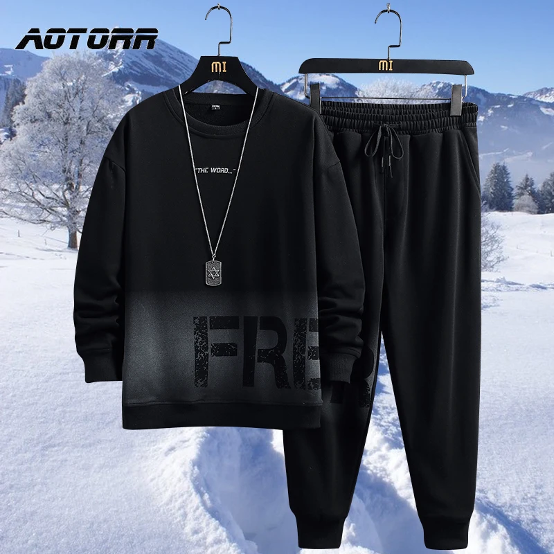 Tracksuit Men 2 Pieces Set Sweatshirt + Sweatpants Male Sportswear Casual Pullover Sweatshirts Jogger Autumn Track Suit Sets | Мужская