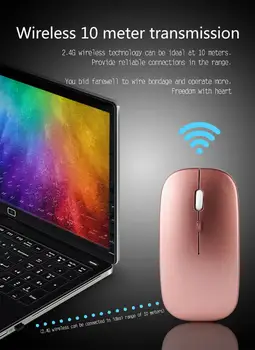 

2.4G Receiver Super Slim Mouse Bluetooth 5.0 Silent Dual Mode Rechargeable Mouse 1600 DPI USB Optical Wireless Computer Mouse