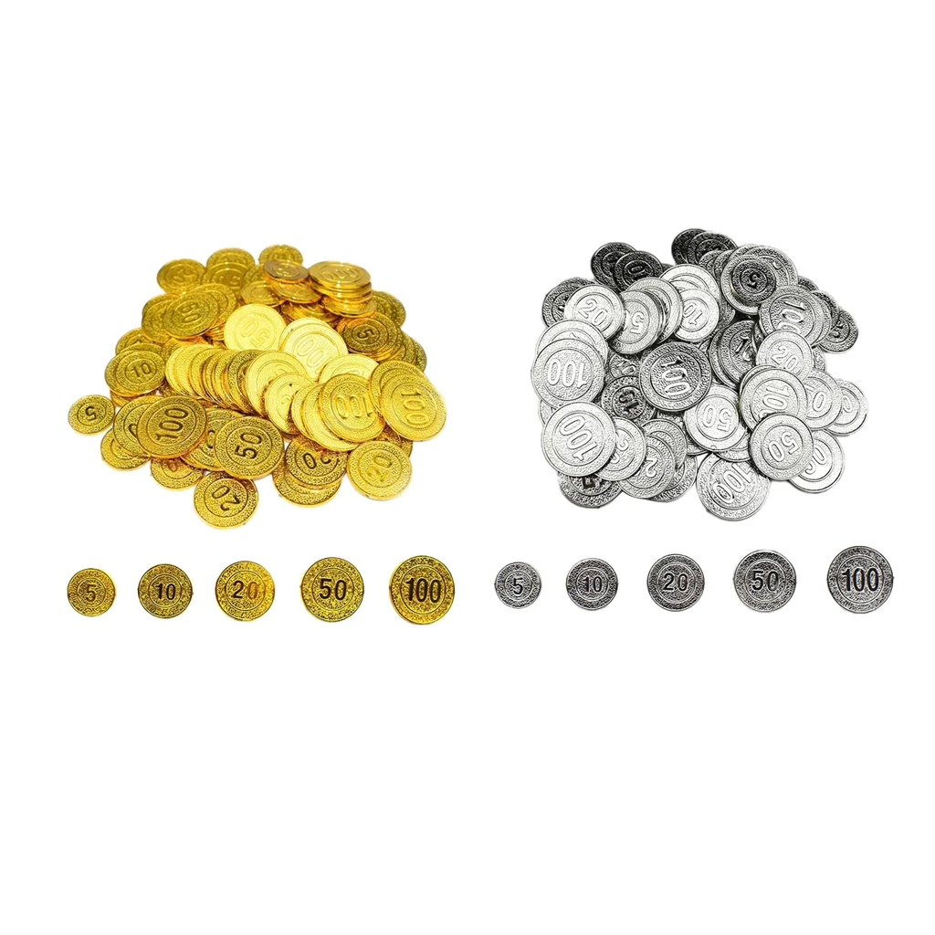 100Pcs/set Poker Chips 5 10 20 50 100 Casino Game Chips Pirate Coins