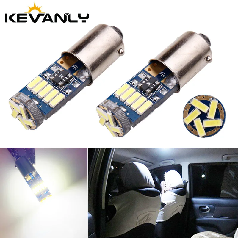 1 шт. CANBUS BA9S светодиодный T4W T2W T3W 4014 15SMD автомобильные наклейки на боковую часть Клин посылка укрыты внутренной сводной светильник сигнальный светильник лампочка DC12V белый 6000K