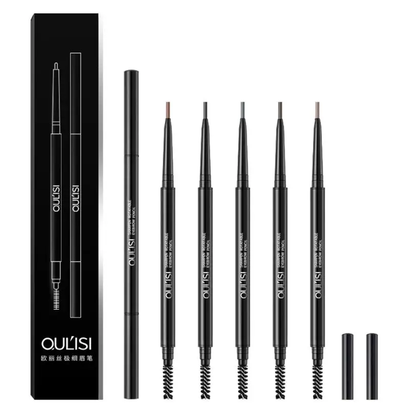 

5 Color Long Lasting Double Ended Eyebrow Pencil Waterproof No Blooming Rotatable Ultra Slim Eye Brow Pen
