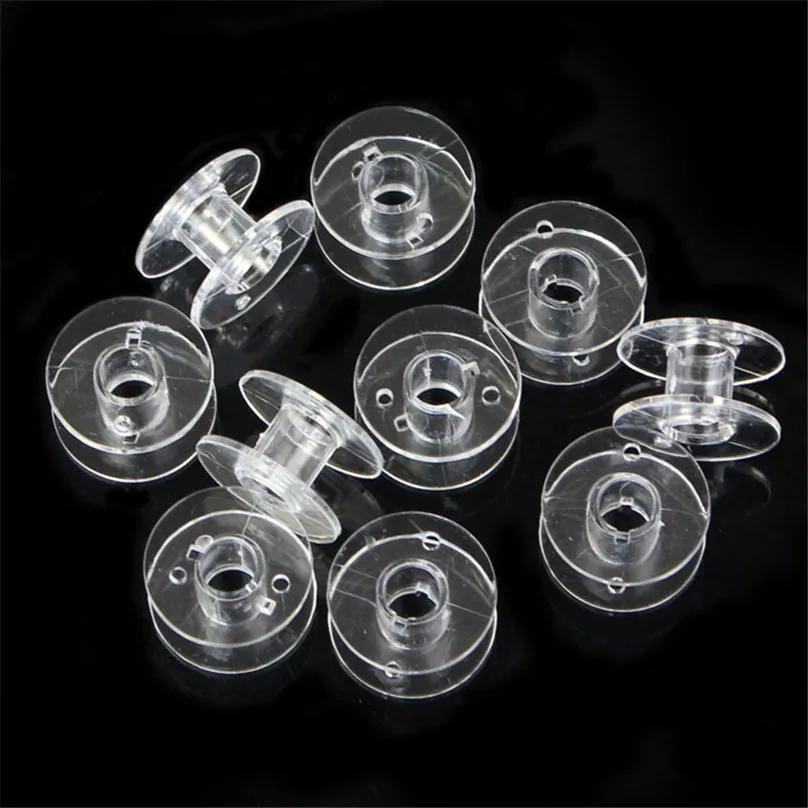 

Sewing Machine Tools Lots 10pcs Clear Plastic Empty Bobbins For Brother Janome Singer Sewing Machines Portable Tools