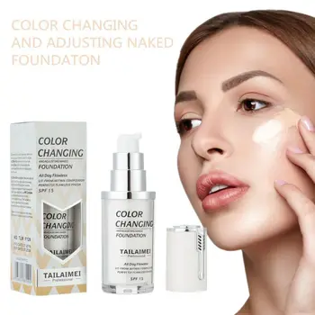 

Color Changing Foundation Moisturizing Cover Blemishes Even Skin Color Portable Waterproop Long lastin Liquid Foundation Color