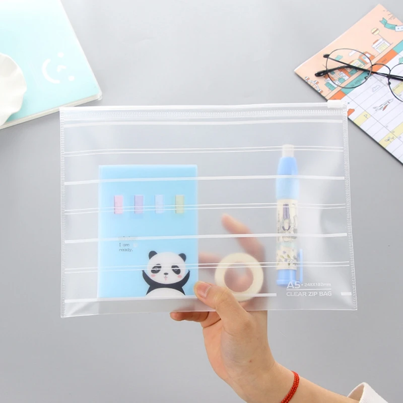 

PVC A4 A5 Clear Transparent Plastic Waterproof Stationery Case Zipper Bag Pouch