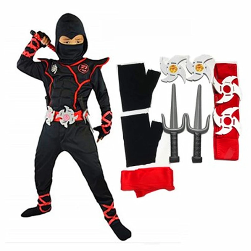 Dia das crianças crianças traje ninja assassino cosplay meninos meninas  festa de aniversário vestido fantasia punhal dardos carnaval espadachim  terno - AliExpress