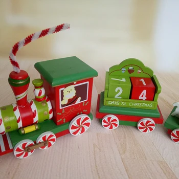 

Christmas train painted wood with Xmas kid toys gift ornament navidad Christmas Decoration for home new year gift