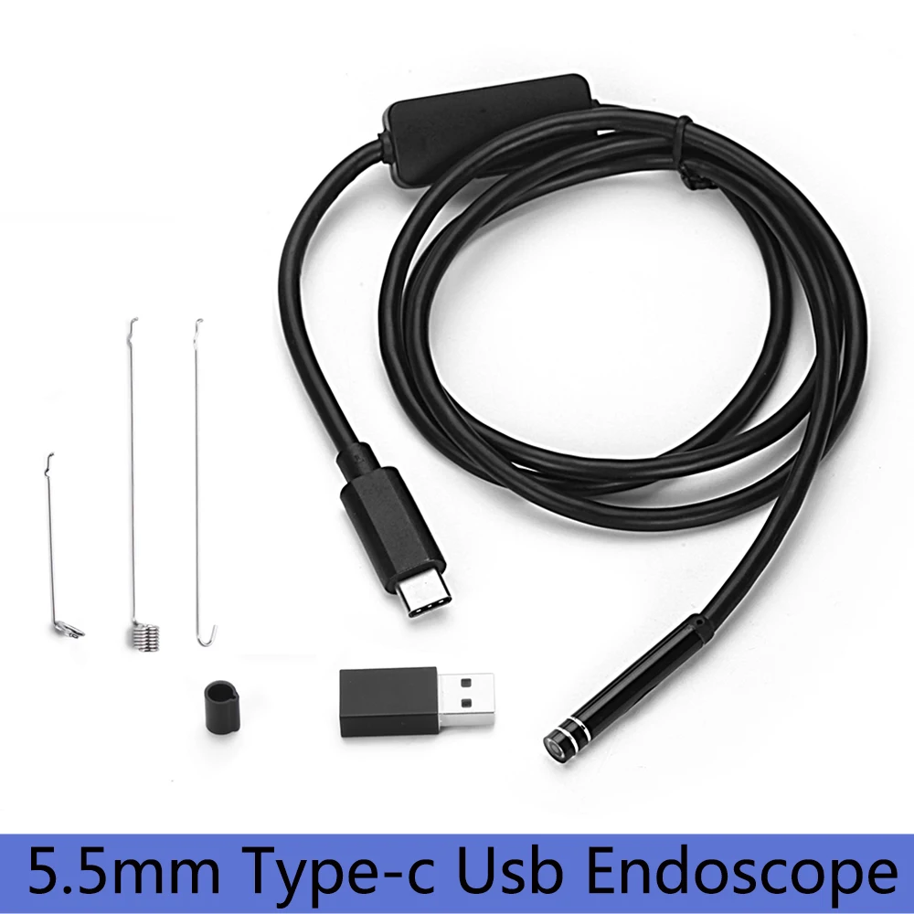

Car Endoscope Type c Wire Camera 5.5mm Inspection Camera 480P USB Borescope Hard Cable for Pipe Repair Android Smartphone PC-5m