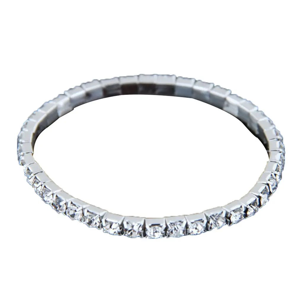 Bridal Jewelry Crystal Stretch Bracelet Multi-Row Diamond Bracelet Multilayer Flash Diamond Silver Anklet Chain Bridal Jewelry Crystal Stretch Bracelet Multi-Row Diamond Bracelet Multilayer Flash Diamond Silver Anklet Chain