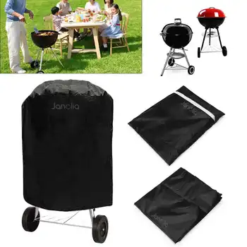 

Outdoor Waterproof Round Kettle BBQ Grill Barbecue Cover 70x70cm Protector UV Resistant Black Polyester Durable Easy Cleaning