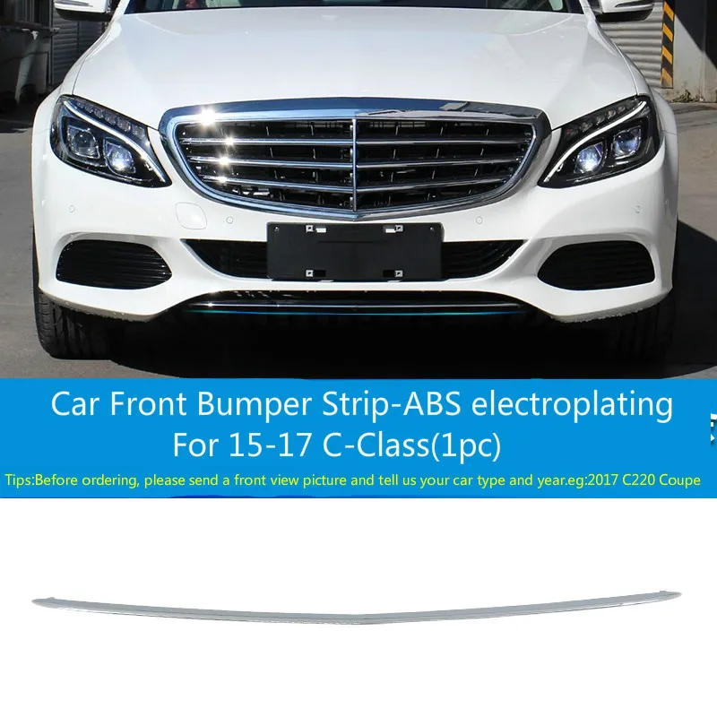Для Mercedes Benz 15-17 C Класс W205 на передний бампер для автомобильного стайлинга губы Нижний Бампер рамки Чехлы Декоративные наклейки авто аксессуары - Название цвета: front bumper strip