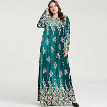 

Muslim Dress Abaya Dubai Women Winter Abayas Kimono Robe Muscleman Islamic Clothing Caftan Turkish Velvet Maxi Warm Dresses 4XL