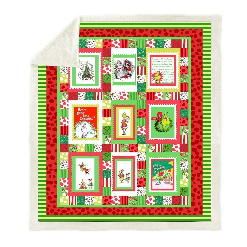 SOFTBATFY Sofa Bed Blanket Picnic Blanket Thick Plush Grinch 3d Print Blanket Dropshipping