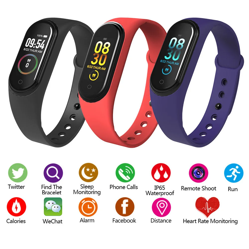 Спортивные Смарт-часы M4 с Bluetooth мужские и женские для Android IOS фитнес-трекер