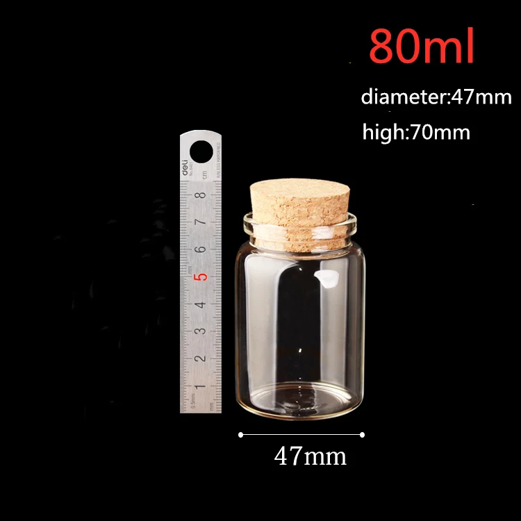 80ml empty corked glass bottle jars wishing bottle 47*70mm clear home Storage jars 12pcs/lot