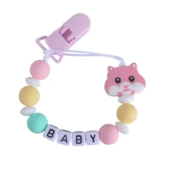 

Personlized Name Baby Pacifier Clips Chain Silicone Beads Feeding Nipple Chain Clip