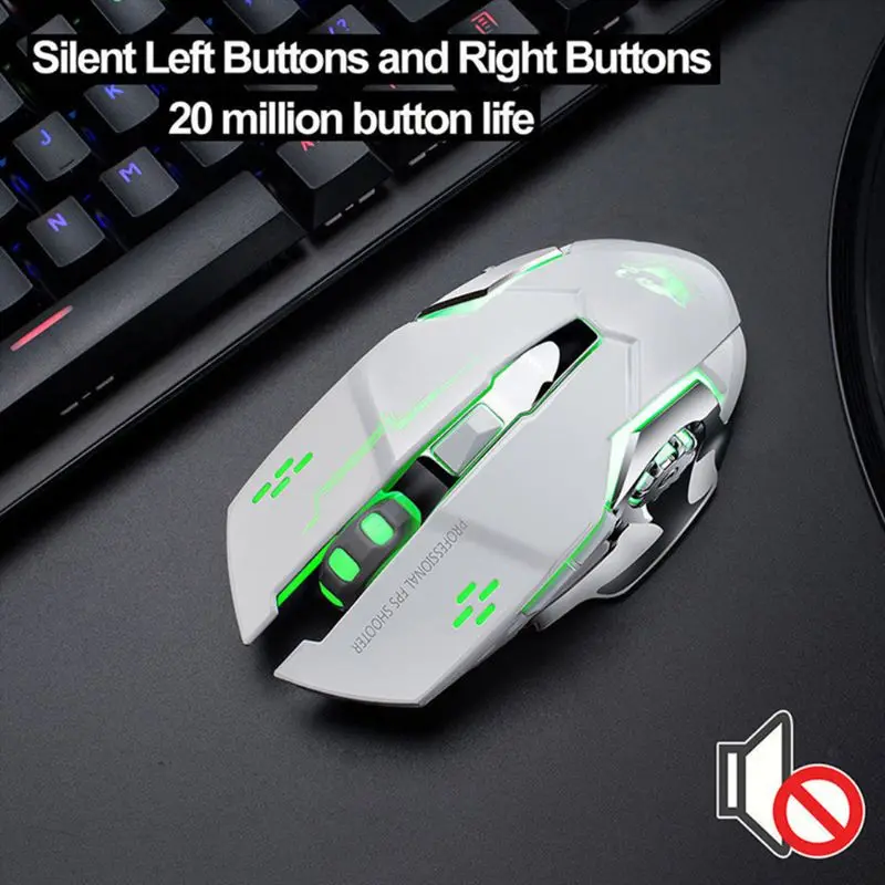 OOTDTY игровой Мышь Перезаряжаемые X8 Беспроводной бесшумный светодиодный подсветкой USB Эргономичный Мышь