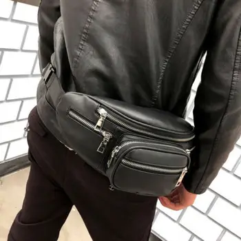 

Men Leather Bum Waist Bag Fashion Pouch Wallet Travel Pack Men's Money Belt Bag