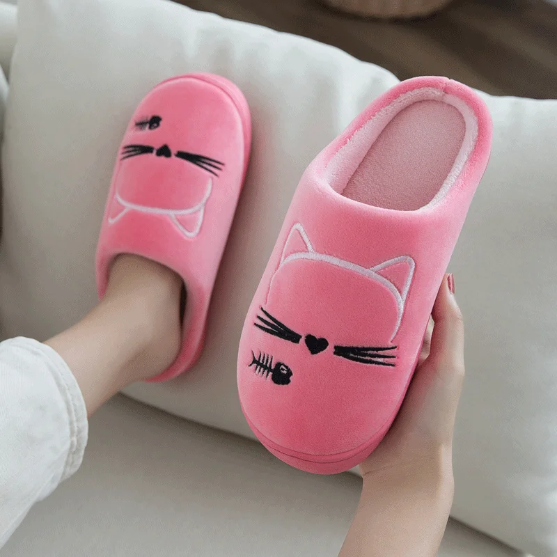 

MoneRffi Indoor Plush Slippers Unisex Slippers Winter House Cat Fish Printed Slipper Soft Autumn Slip On Fluffy Fur Slippers
