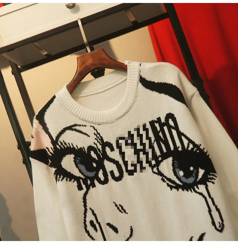 Elegant Sweater Women Casual Fashion Loose Women Sweaters and Pullovers Sexy Beauty Printed Mid-long Jumper Sueter Mujer