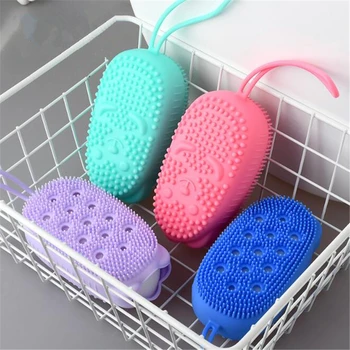 

Silicone Body Scrubber Soft Bubble Bath Brush Shower Exfoliating Sponge Massager Skin Cleaner Cleaning Pad Bathroom Accessories
