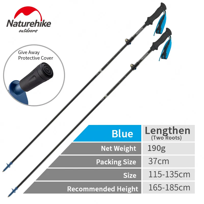 2 Blue-115-135cm Naturehike 5-секционной углеродного волокна трекинговые палки 34 см складной регулируемый Кемпинг Пеший Туризм трость телескопическая дубинка трость - Цвет: 2 Blue-115-135cm