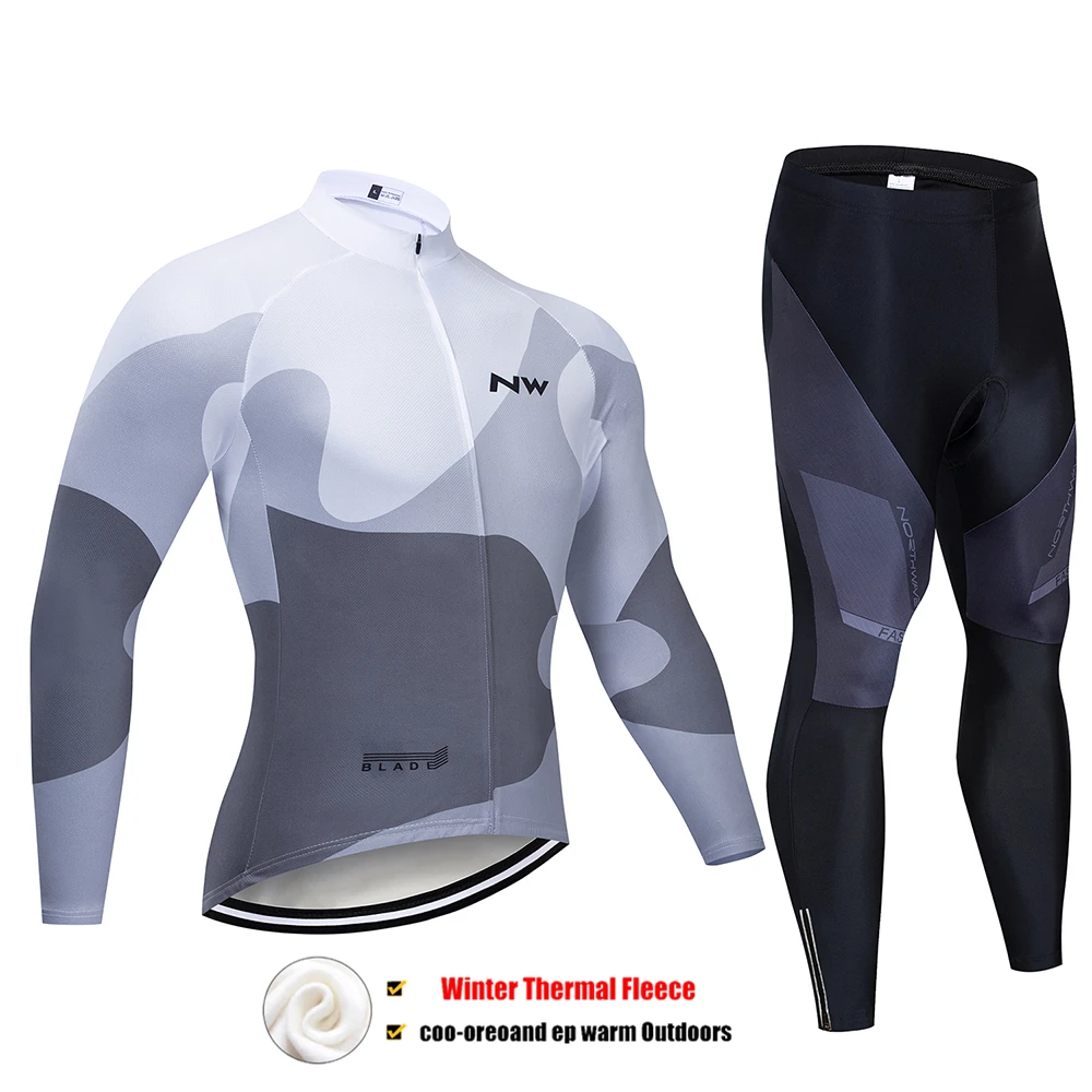 Pic Color Northwave Зимняя Теплая Флисовая велосипедная одежда NW Мужской трикотажный костюм для прогулок верховой езды на велосипеде MTB Одежда Теплый комбинезон комплект - Цвет: Pic Color